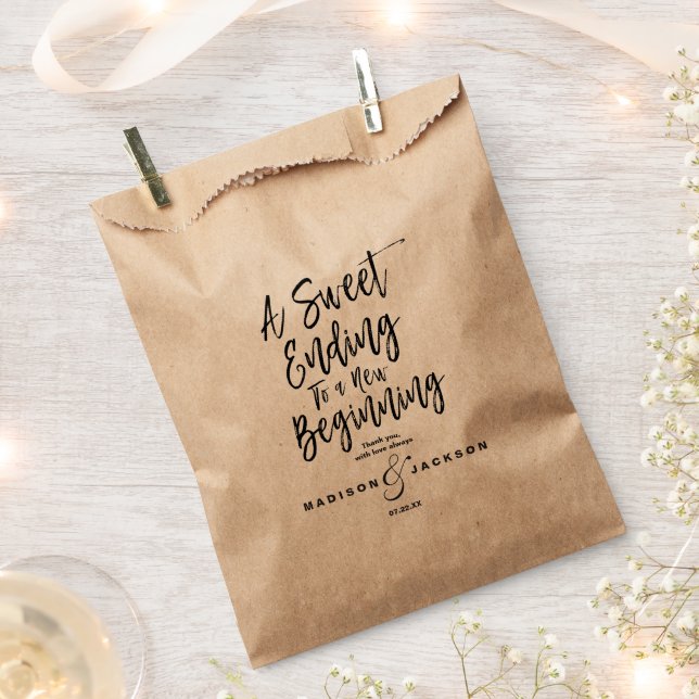 Modern Black Wedding a Sweet Ending Favor Bag (Clipped)