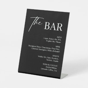 Modern Black Wedding Bar Pedestal Sign
