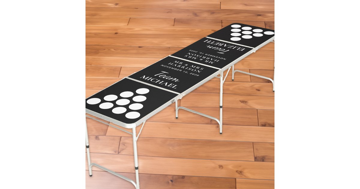 Modern Black Wedding Beer Pong Table | Zazzle