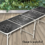 Modern Black Wedding Beer Pong Table<br><div class="desc">This custom wedding beer pong table features a sleek dark gray, almost black, background with crisp white fonts, perfect for adding a stylish touch to your wedding celebration. It proudly displays "Mr. & Mrs. [Last Name]" along with the bride and groom's names, so guests can join "Team [Bride's Name]" or...</div>
