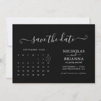 Modern Black Wedding Calendar Minimalist