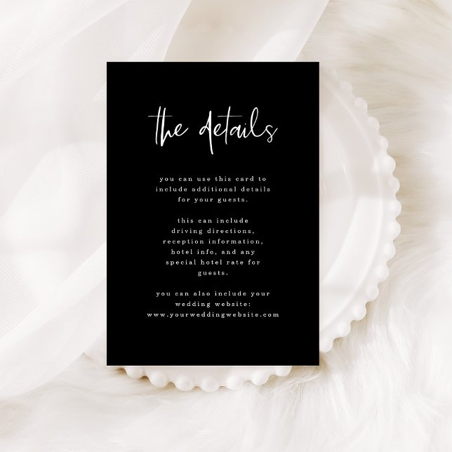 Modern Black | Wedding Guest Details Enclosure Card (Creator Uploaded)