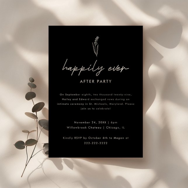 Modern Black Wedding Photo Elopement & Reception Invitation (Creator Uploaded)