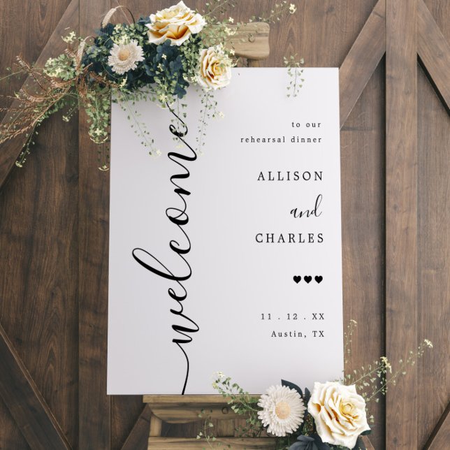 Modern Black Wedding Rehearsal Dinner Welcome Foam Board (Creator Uploaded)