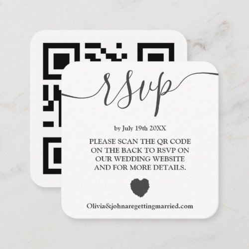 Modern Black wedding rsvp Qr code Enclosure Card