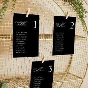 Modern Black Wedding Seating Chart Cards