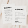 Modern Black Wedding Welcome Letter & Itinerary