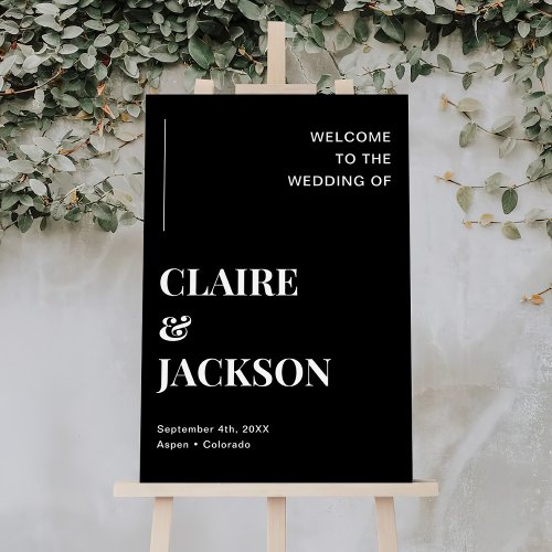 Modern Black Wedding Welcome Sign