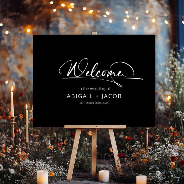 Modern Black Wedding Welcome Sign (Creator Uploaded)