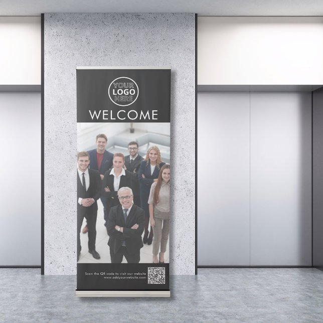 Modern Black Welcome Sign Business Logo QR Code (Modern Black Welcome Sign Business Logo QR Code
)