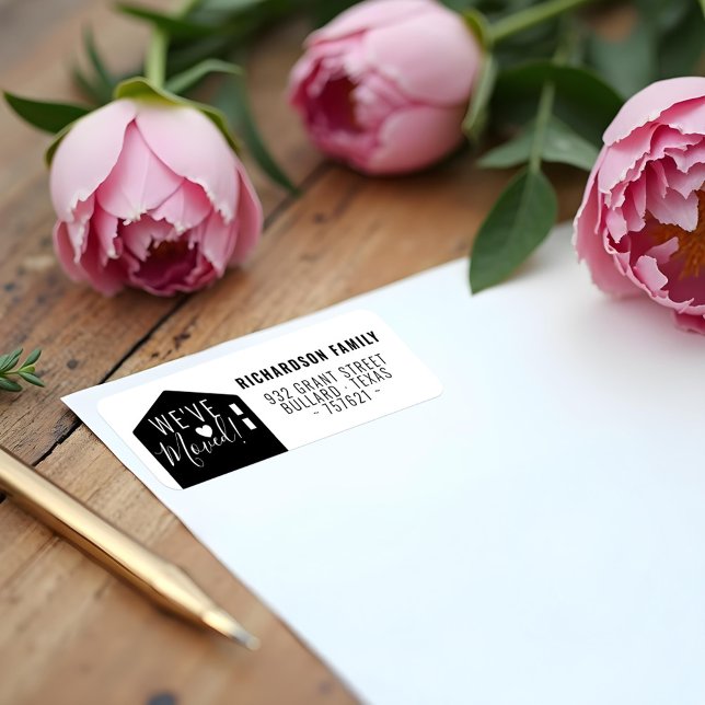 Modern Black We've Moved New Home Address  Label (Modern Black We've Moved New Home Address Label)