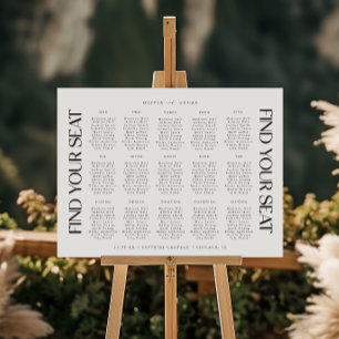 Modern Black & White 15 Table Seating Chart Foam Board