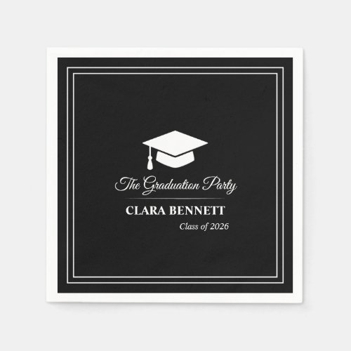 Modern Black & White 2026 Grad Napkins