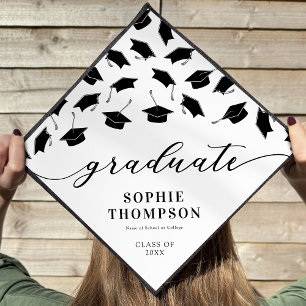 Modern Black White 2026 Graduation Cap Topper