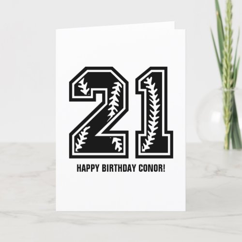 Modern Black  White 21st Birthday Card