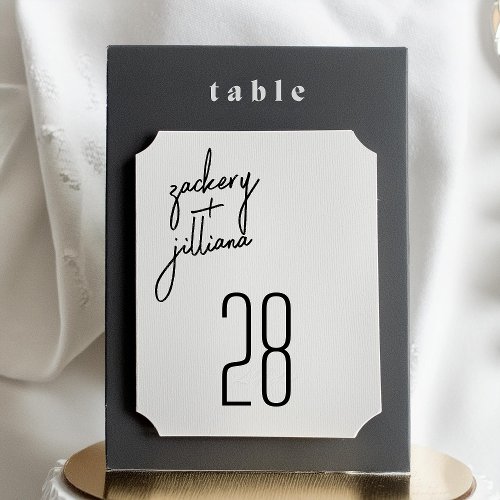 modern black white 5 x 7 wedding table number
