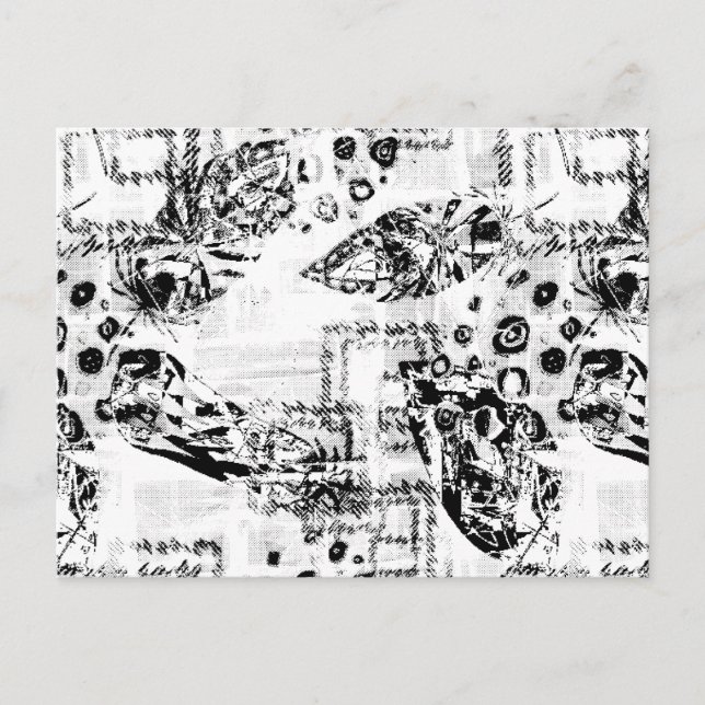Modern Black White Abstract Art Postcard (Front)