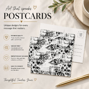 Modern Black White Abstract Art Postcard