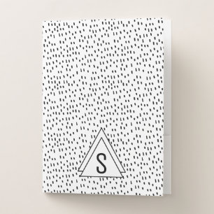 Modern Black & White Abstract Dot Pattern Monogram Pocket Folder
