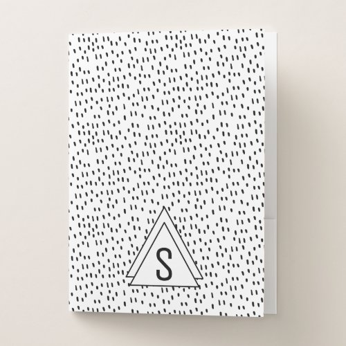 Modern Black  White Abstract Dot Pattern Monogram Pocket Folder