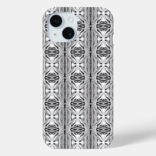 Modern Black White Abstract Geometric Pattern iPhone 15 Case
