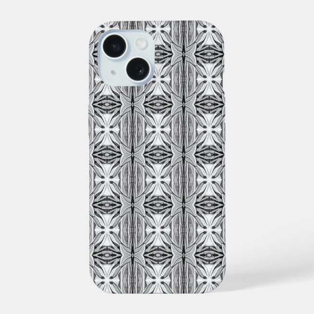 Modern Black White Abstract Geometric Pattern Iphone Case (Back)