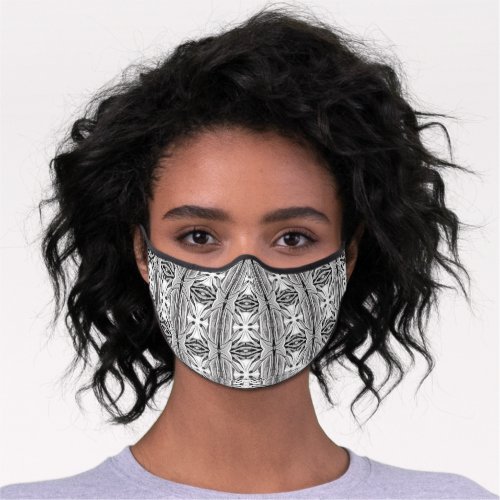 Modern Black White Abstract Geometric Pattern Premium Face Mask