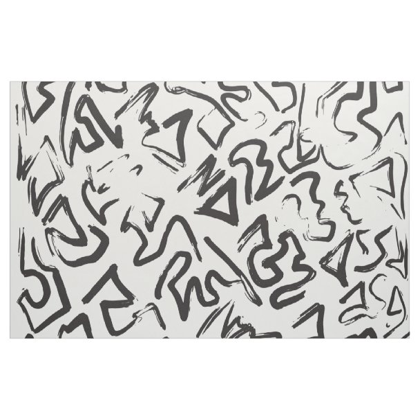 Black and White Graffiti Abstract Collage Fabric Zazzle