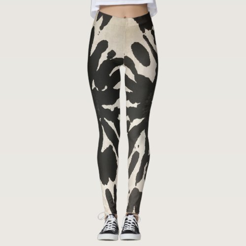 Modern Black White Abstract Leggings