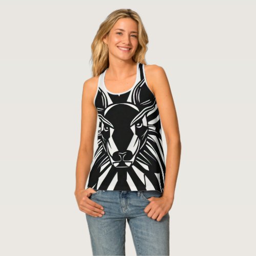 Modern Black  White Abstract Monochrome Kangaroo Tank Top