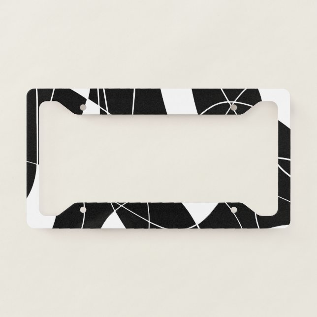 modern Black &white abstract pattern  License Plate Frame (Front)