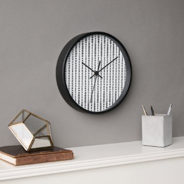 Modern Black & White Abstract Pattern Wall Clock