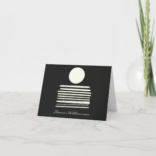 Modern Black White Abstract Personalized Name Chic Note Card