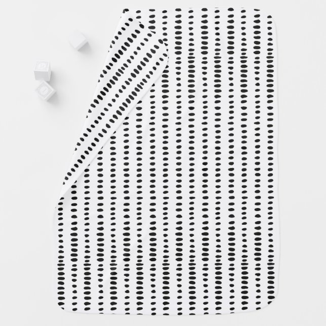Modern Black & White Abstract Print Baby Blanket (In Situ)