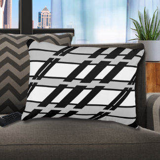 Modern Black White Abstract Skyline Pattern Accent Pillow