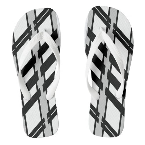 Modern Black White Abstract Skyline Pattern Flip Flops