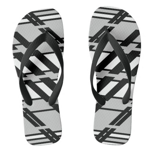 Modern Black White Abstract Skyline Pattern Flip Flops