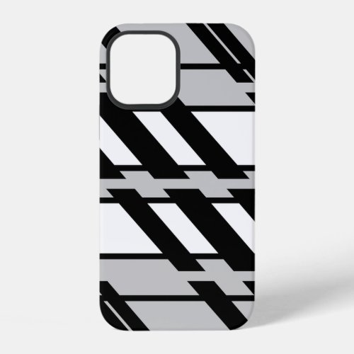 Modern Black White Abstract Skyline Pattern iPhone 12 Case