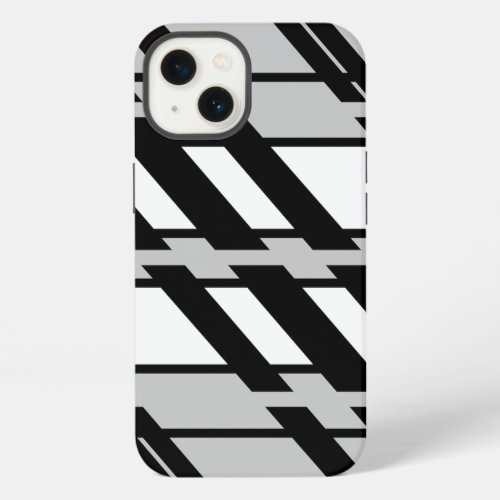 Modern Black White Abstract Skyline Pattern iPhone 13 Case