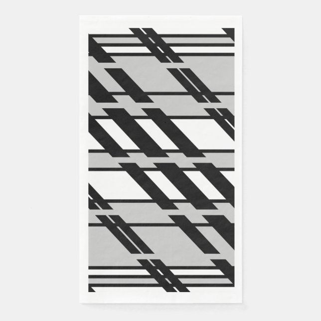 Modern Black White Abstract Skyline Pattern Paper Guest Towels (Front)
