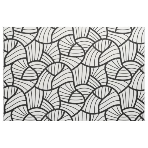 Modern Black  White Abstract Swirly Pattern Fabric