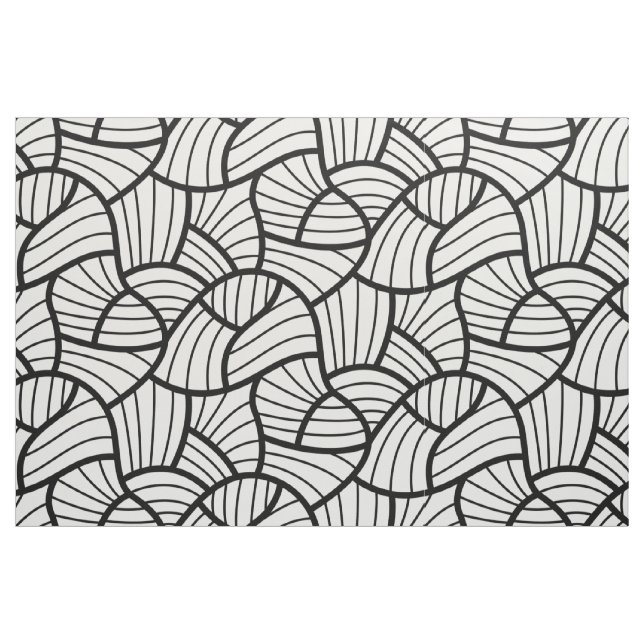 Modern Black & White Abstract Swirly Pattern Fabric (Fat Quarter)