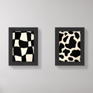 Modern Black & White Abstract Wall Art Set .