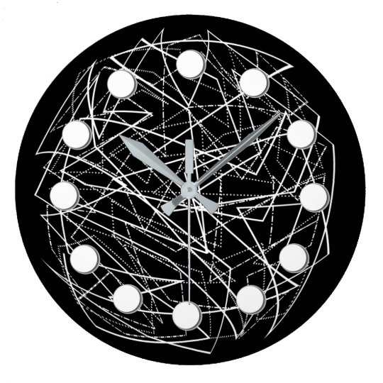 Modern Black & White Abstract Wall Clock