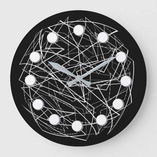 Modern Black & White Abstract Wall Clock (Front)