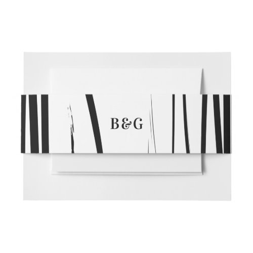 Modern Black White Abstract Wedding 5x7 Invitation Belly Band