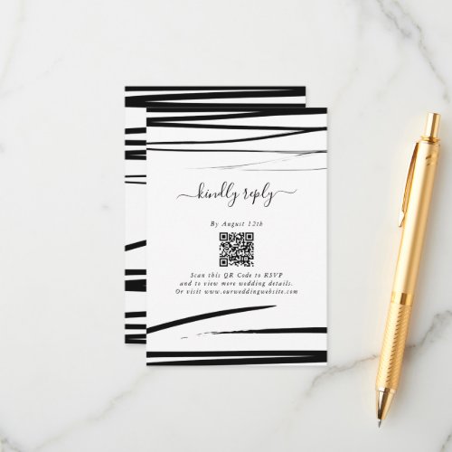 Modern Black White Abstract Wedding Enclosure Card