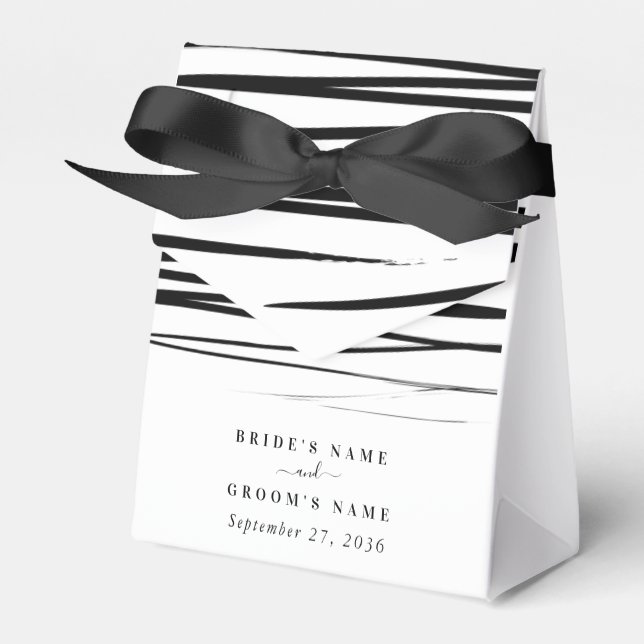 Modern Black White Abstract Wedding Favor Boxes (Front Side)