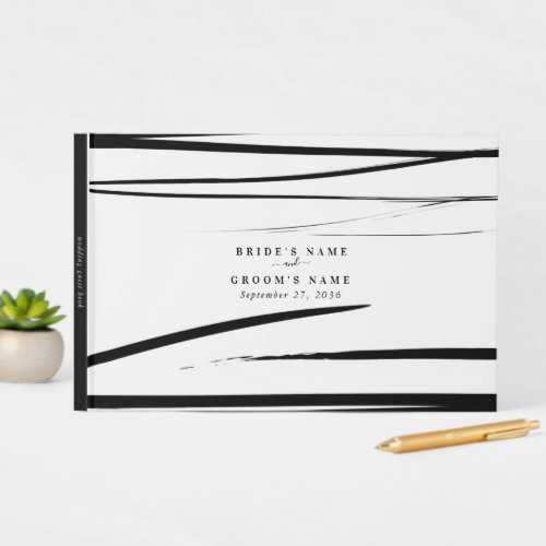 Modern Black White Abstract Wedding Favor Guest Book