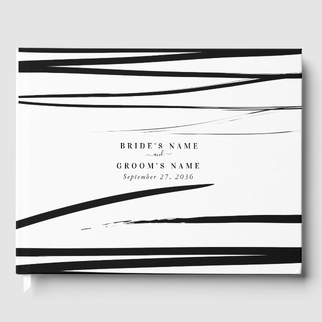 Modern Black White Abstract Wedding Favor Guest Book (Front)